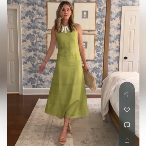 Julia Amory Silk Dupioni Jane Sleeveless Dress in Chartreuse Medium NWT rare - Picture 6 of 7